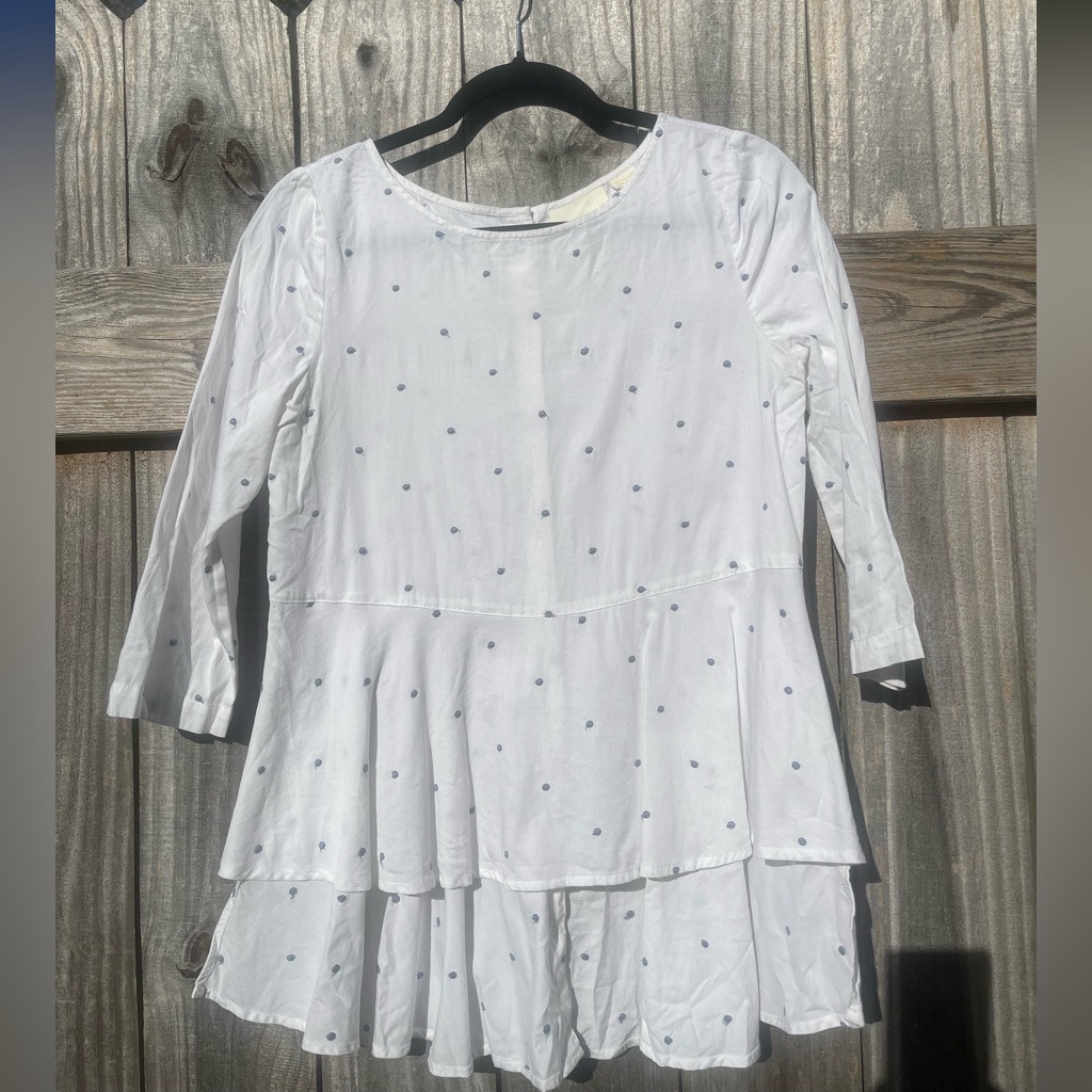 Maeve Ivory And Blue Embroidered Dot Blouse - Size 2